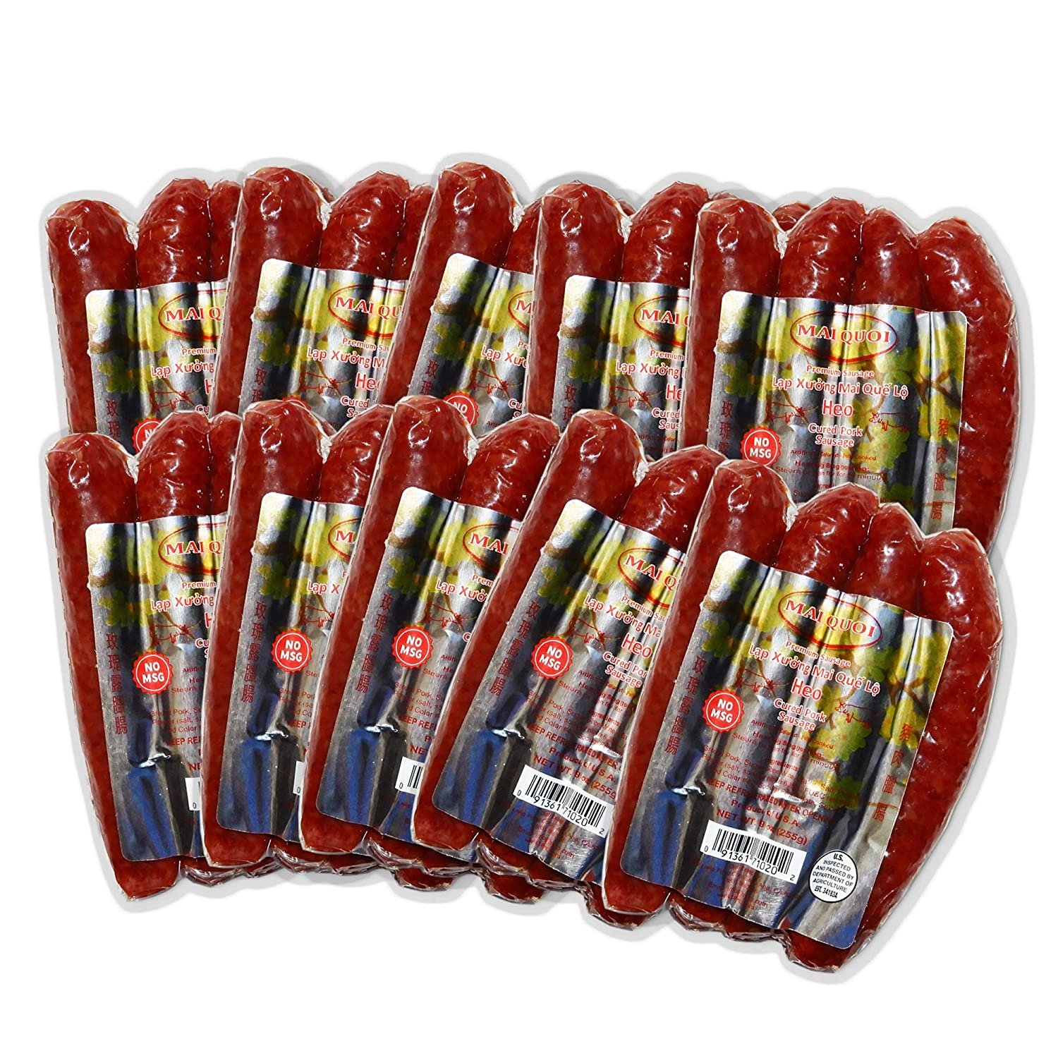 LAP XUONG HEO - PREMIUM PORK CURED SAUSAGE 10 packs (No MSG) - Made In USA…